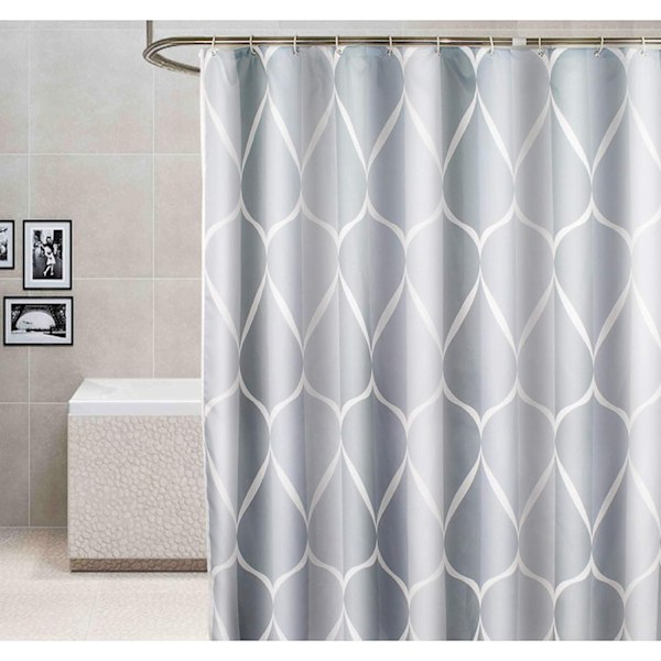 Duschdraperi 120x180 cm, Vattentätt Tvättbart Form Duschdraperi i Polyester, Grå - Perfet