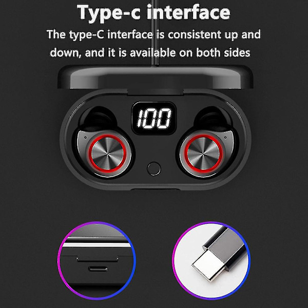 Langattomat Bluetooth 5.0 -nappikuulokkeet 500 mAh:n latauskotelolla