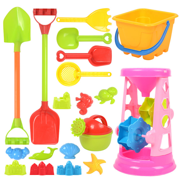 Rantaleluautosetti lapsille hiekan kaivamiseen lapiolla ja ämpärillä D-19 Piece Set