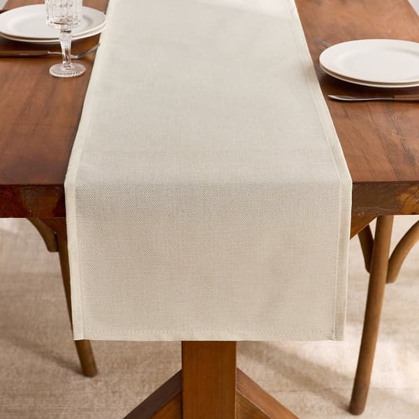 Bordløber i hørpolyester 220x30 cm - Vaskbart beige borddækken til julemiddagsselskab Beige 30 cm x 220 cm