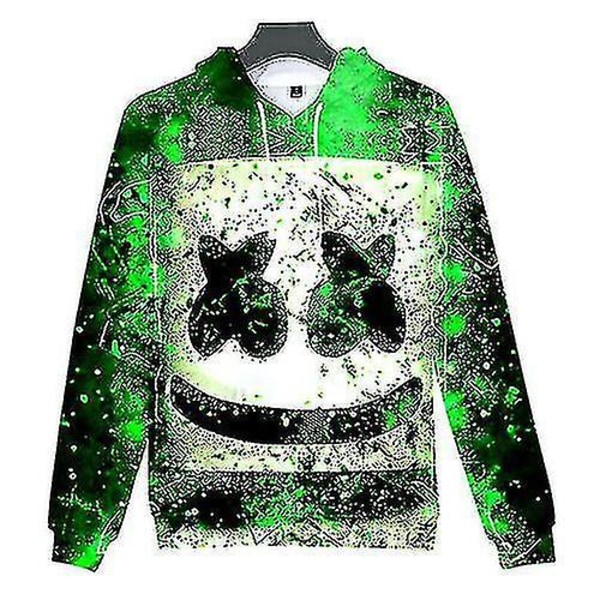 Lasten Marshmello Neon Dj 3D-Painettu Huppari Takki Pusero Vihreä Green 150cm (8-9Years)