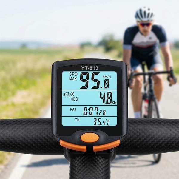 Trådløs cykelcomputer - Vandtæt kilometertæller med baggrundsbelyst display til landevejs- og mountainbikes