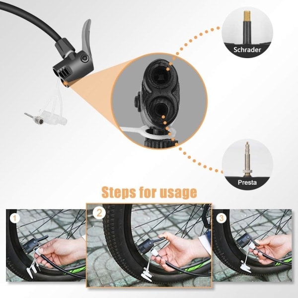 Cykelpump, [120PSI Snabb Inflation] Diyife Portabel Golvpump Ergonomisk Anti-läckage Cykelluftpump