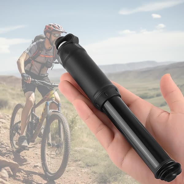 Kompakt Cykelpumpe Mini Bærbar Luftpumpe Til Racer Mountainbike BMX Inkluderer Monteringssæt Sort 19,5x3cm