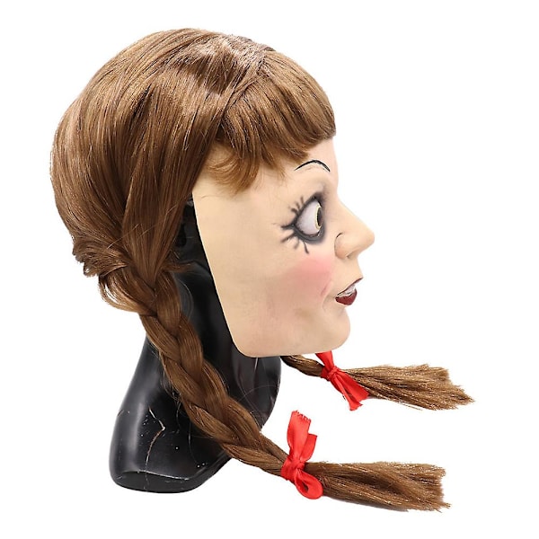 Annabelle Kokonaamio Pitkätukkainen Kauhu Cosplay Puku Rekvisiitta