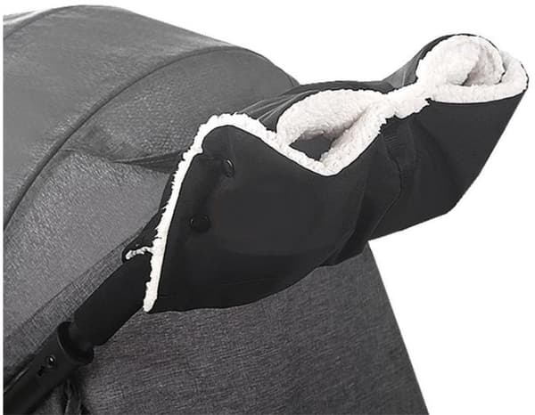 Vinterhandsker til klapvogn - Vandtæt vindtæt håndvarmer fleece - Universal pasform 46x23cm til barnevogn klapvogn - Sort