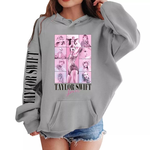 Pige Taylor Swift Hoodie Sweatshirt Casual Langærmet Sød Trøje Med Lomme Børne Vintertøj Grå Grey 150 cm