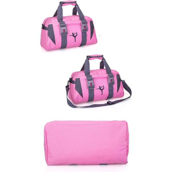 Sports Gym Bags til kvinder Yoga taske Ballet Dance Duffel taske til piger Overnatningstasker til piger Weekendtasker (L, Pink)