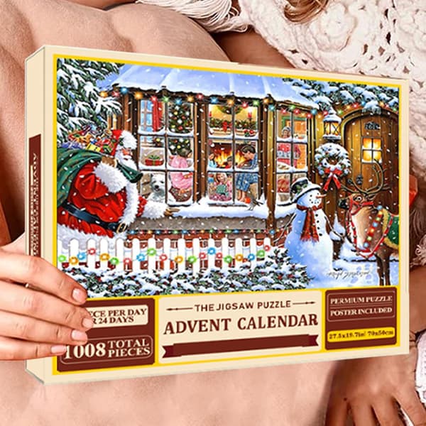 1000 Brik Julekalender Puslespil til Voksne 24 Dages Nedtælling Julemand 70x50 cm