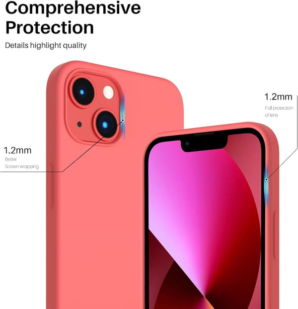 iPhone 13 Case, Liquid Silicone Case for 6.1 inch iPhone 13, Ultra-thin Case, Full Coverage Shockproof Protective Soft Case Pink grapefruit