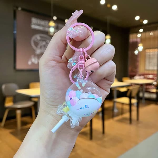 Nyckelring Docka Väska Dekoration Tecknad Stil Nyckelring Berlock Bubble tea cup