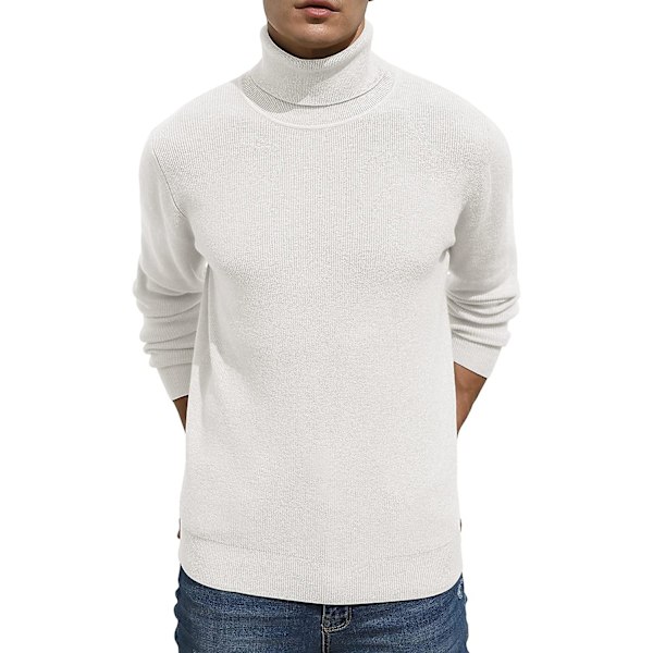 Herrtröja Polokrage Vinter Varm Ullstickad Pullover Långärmad