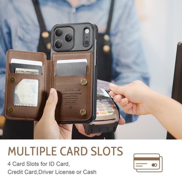 iPhone 17 Pro Skal med kortfack och RFID-skydd Brun
