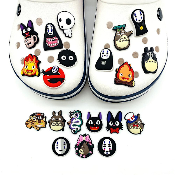 20pcs Anime Spirited Away Series Characters Shoes Charms For Crocs Clog Sandals Decoration Accessories Gifts