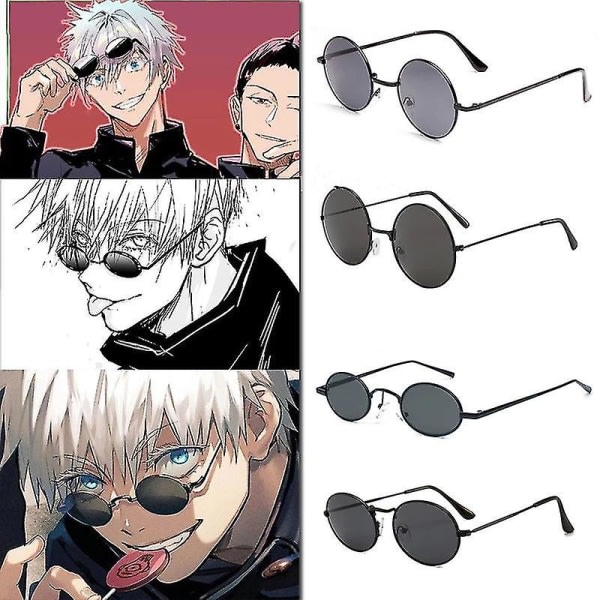 High Quality Gojo Satoru Cosplay Glasses Glasses Jujutsu Kaisen Black Glasses Costume Accessories Anime Props Silver
