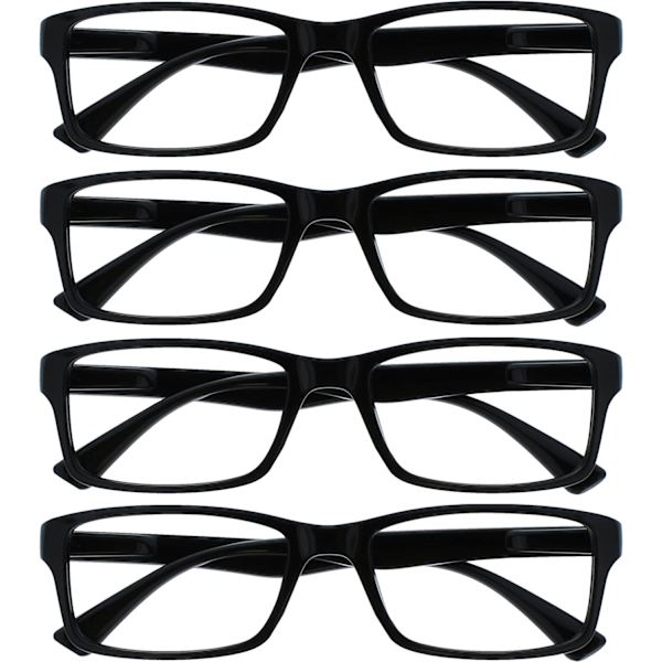 Sorte læsebriller fra firmaet, 4-pak, designerstil, mænd, kvinder RRRR92-1 +3.50 Sort Sort Black{EE} Black +3.50 Magnification