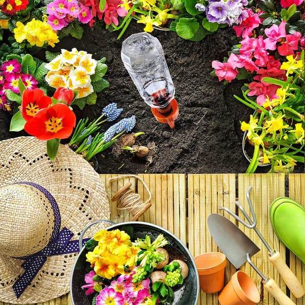Automatisk plantevandingssystem, justerbart drypvandingssæt med on/off-ventil til potteplanter, haveblomster, 6-delt sæt, flere farver