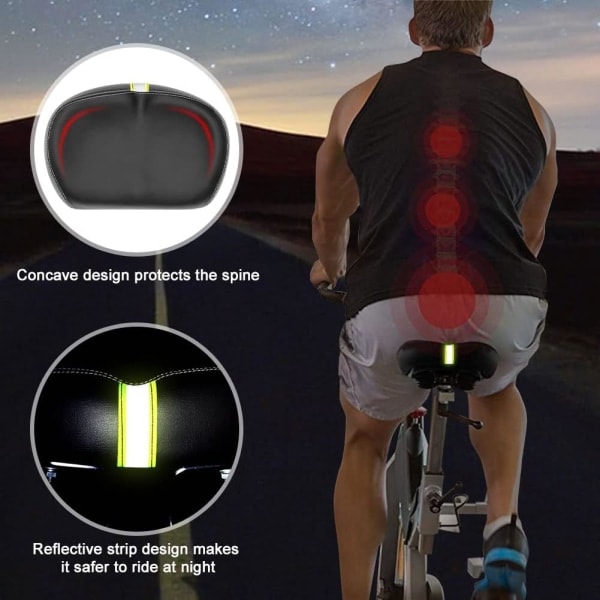 Komfortabel bred cykelsadel uden næse med memory foam polstring cuz