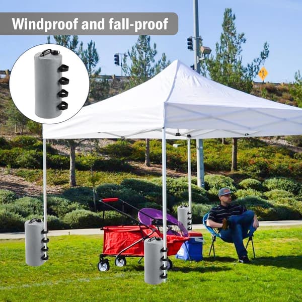4x 10L vattenfyllda viktpåsar för pop-up-tält, paviljonger & parasoll - Grå kraftiga ankarsäckar