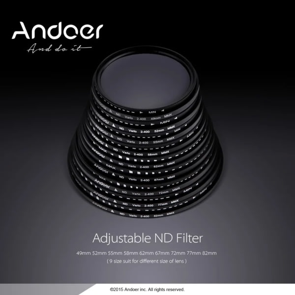 62mm ND Fader Neutral Density Justerbar ND2 til ND400 Variabelt Filter til Canon Nikon DSLR-kameraer
