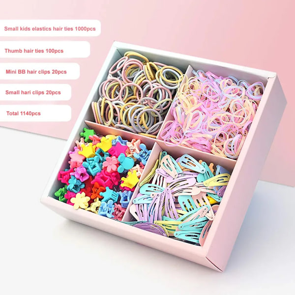1140 Delar Hårband och Hårspänne Prinsessa Håraccessoarer Set Hårband/Små Gummiband/Hårspänne - Flerfärgad Liten