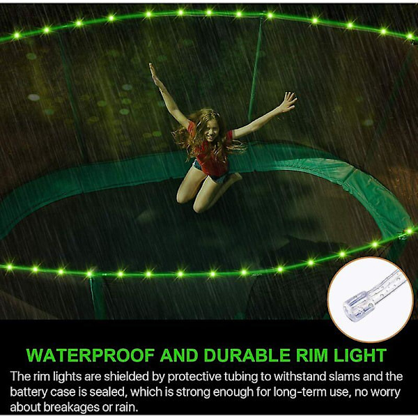 LED-trampolinljus, fjärrkontroll LED-ljus för trampolintrampolin, 16 färgändringar själv, vattentät, superljus för utomhusnatt