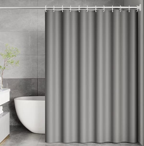Vattentätt Duschdraperi 120x200 cm Anti-Mögel Resistent Badrumsfoder med Krokar Grå