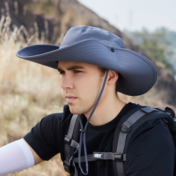 Solhatt Anti-UV UPF 50+ Utomhus Fiskehatt Bred Brim Fiske (Grå){ee} F