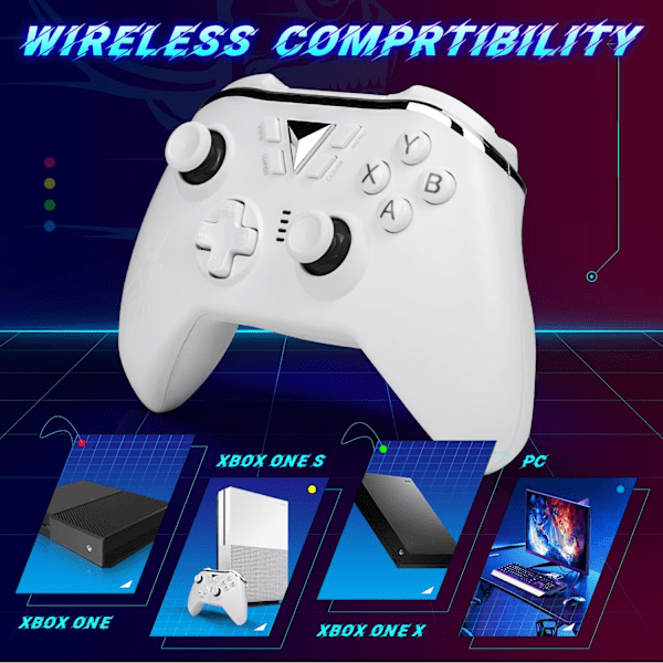 Trådlös handkontroll, Xbox trådlös handkontroll för Xbox Series XS/Xbox One/Elite/Windows 7/8/10 Vit