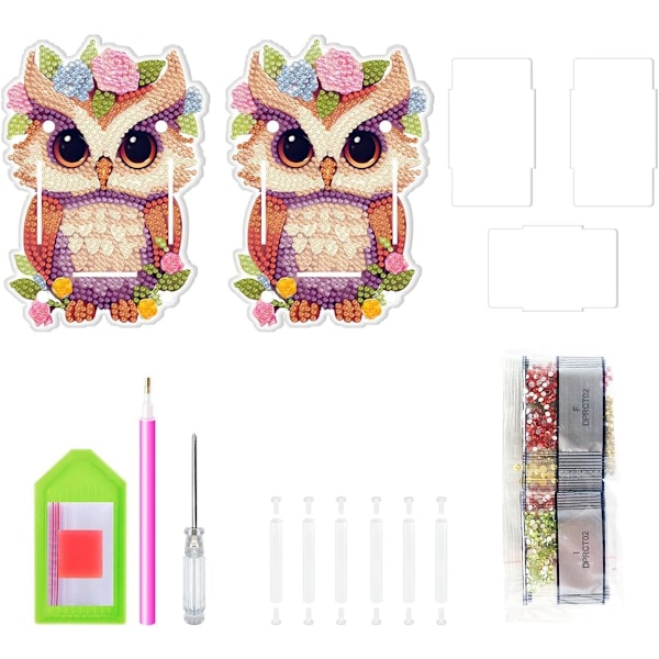 Diamond Painting Pen Holder Diamond Art Sæt til Børn Voksne Søde Dyr Pen Holder Skrivebordsdekorationer Organizer (Ugle)