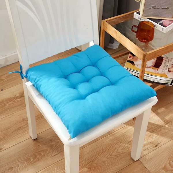 4 stk. myke stolputer, stolputer med bånd, stolputer spisestue for hage uteplass kjøkken spisestue (40x40cm) {EE} Sky blue