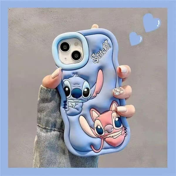 (Til Samsung A16) Lilo og Stitch silikonecover mobilcover blå