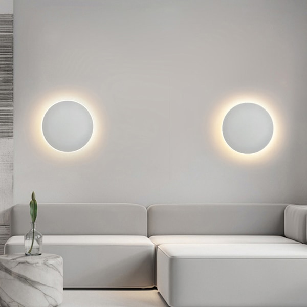 Rund LED-vägglampa modern touch-brytare vardagsrum sovrum inredning