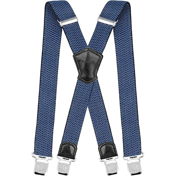 Seler med ekstra stærke metalclips 4 cm brede Heavy Duty seler One Size Passer alle mænd og kvinder Justerbare og elastiske X-form (blå)