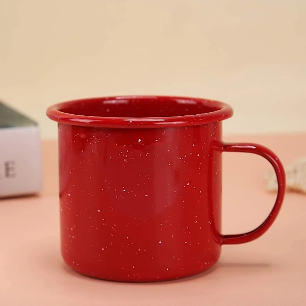 Creative enamel cup curling festive red snowflake white enamel cup nostalgic old mug iron tea urn enamel cup gift cup metal cup