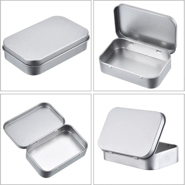12-pack Metal Storage Tin with Lid, Rectangular Empty Tin with Lid, Mini Portable Storage Box for Key, Candy, Coin, Earrings
