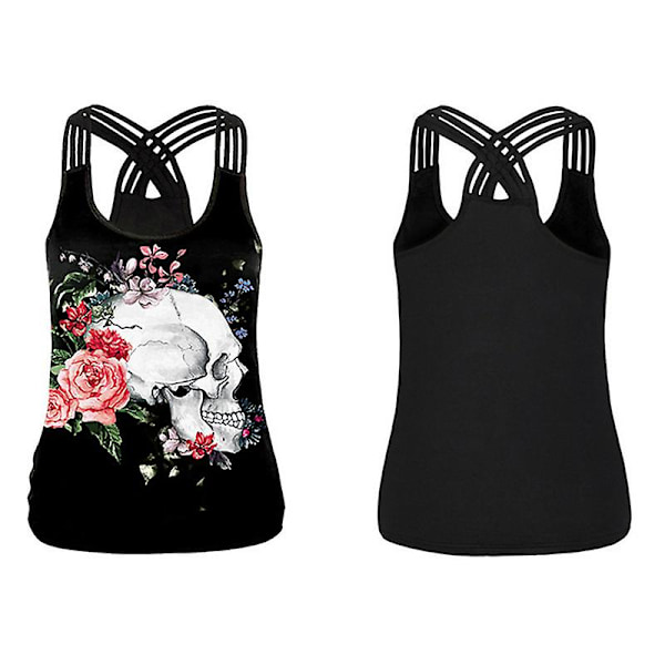 Tanktop til kvinder Halloween 3D print kryds skulderstropper Ny T-shirt med rund hals vest stil 3 style 3 L