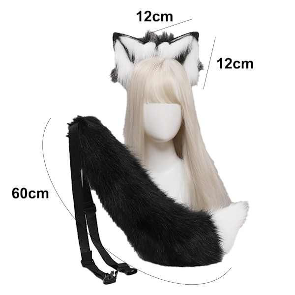 Kattöron Varg Hundöron Djur Söta Huvudaccessoarer för Halloween Jul (Öron + Svans Set)