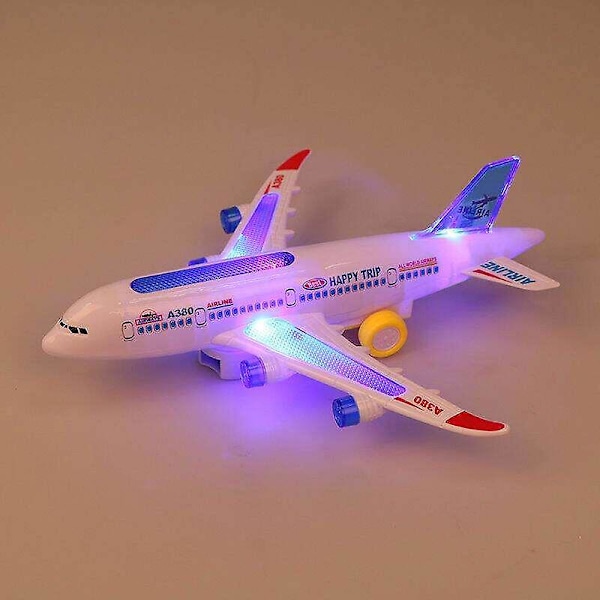 Sähköinen lentokone musiikilla, valoilla ja äänillä, A380-leikkilentokone, valoisa matkustajalentokone