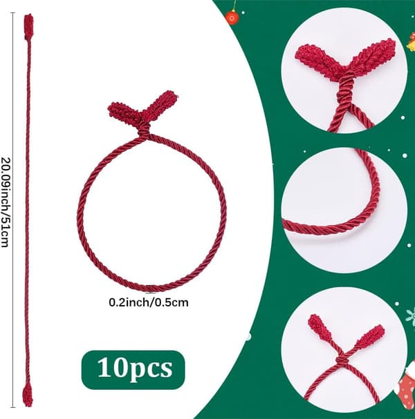 Julegirlander Vribånd 10 stk 50 cm, Dekorative Fleksible Vribånd til Krans og Trapp Red