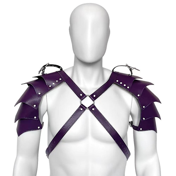 Double Armor - Purppura vahva miesten nahka-asu, haarniska, nahka-asu, lavaesitykset, joulupuvut, sm aikuisten lelut