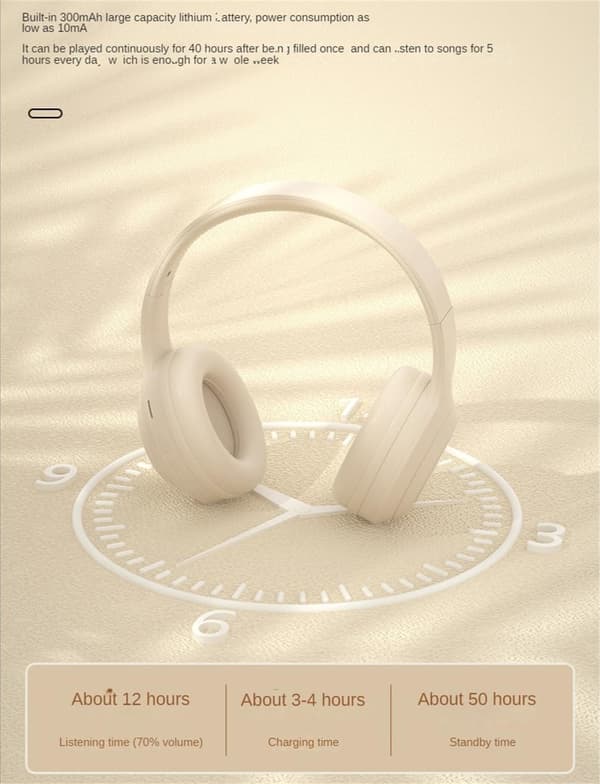 Trådløst headset Bluetooth 5.0 HD Lydkvalitet Sammenleggbar Design Volumkontroll Lett Bærbare Hodetelefoner
