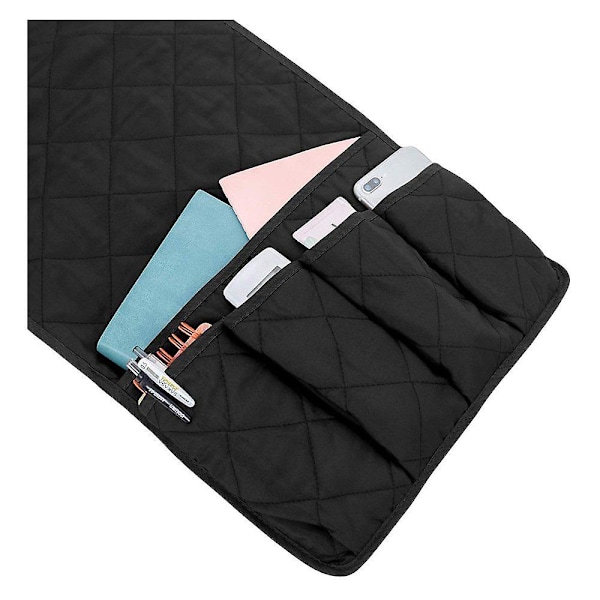 Soffa Armstöd Organizer Halksäker Caddy Väska för Soffa Armstöd Förvaringsväska för Telefon Böcker Tidningar TV-Fjärrkontroll black