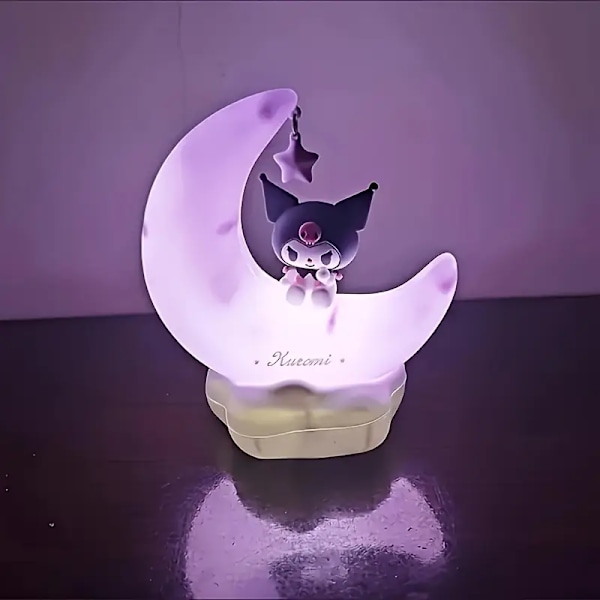 Sanrio Kuromi Cinnamonroll Måne LED-lampe Kawaii 3D-tegneseriepynt