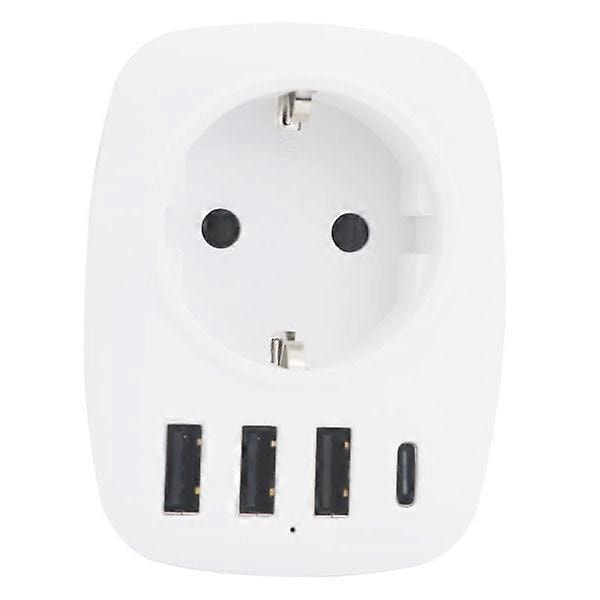 USB-uttak for flere nettverk, USB-lader med flere kontakter med 1 AC-utgang, 1 USB-C og 3 USB-porter, strømuttak kompatibelt med iPhone/iPad