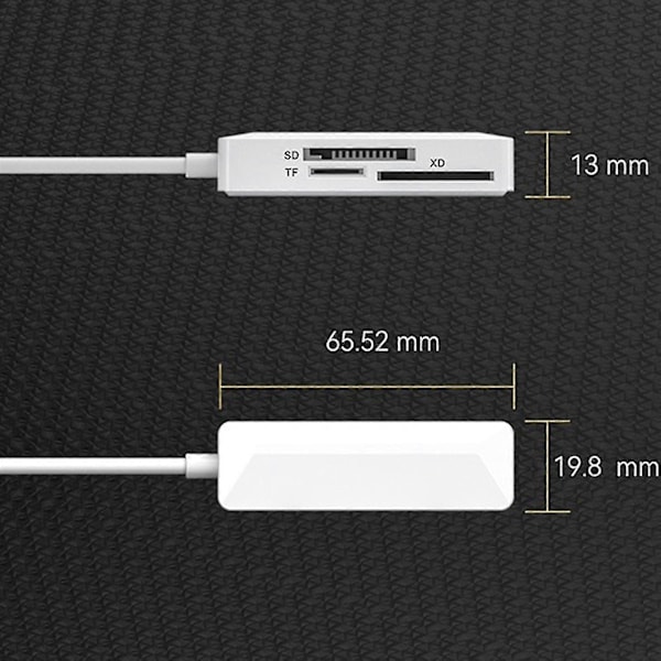 IOS 8-pin Kortleser Tfsd Xd 3-i-1 Kortleser for Laptop, Telefon, Nettbrett WG{ee】