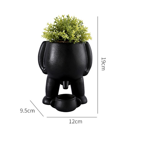 Piss Pot med Simulert Plante Stilig Skrivebordsdekorativ Plantepotte for Soverom Terrasse Skrivebord Black