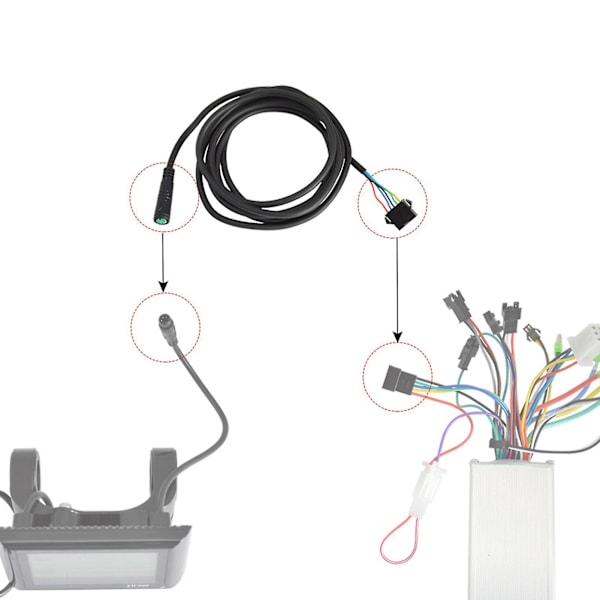 5-pins forlengelseskabel for elsykkel 170cm vanntett adapterkabel for display til Sm elsykkeltilbehør