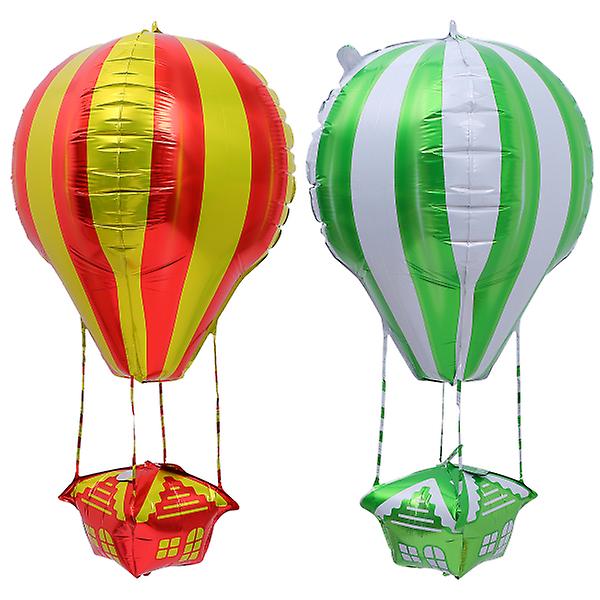 2 Pcs Hot Air Balloon Shaped Aluminum Foil Balloons Party Balloons Photo Props (70X27.5X0.1CM, Green)