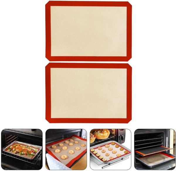 Silikone Bagemåtte Sæt Med 2 Genanvendelige Non-Stick Bageplader Til Småkager Brød Macarons Mørkegrå 41,9 cm X 29,5 cm